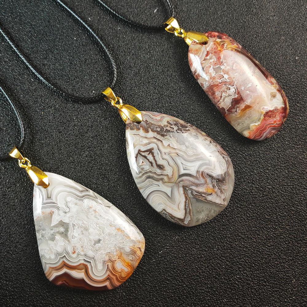 Natural Mexican Crazy Agate pendant in colorful irregular shape