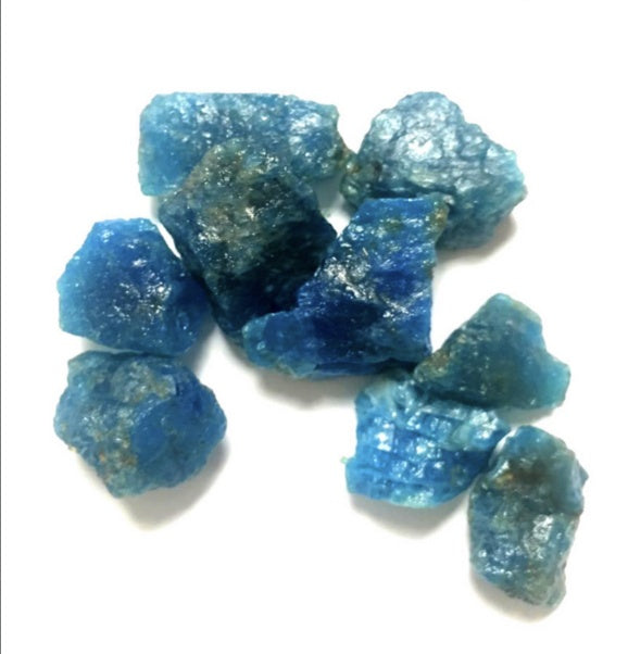 Blue crystals on a white background